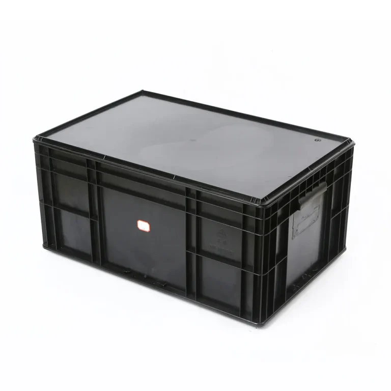 How should SMT teams stack and label ESD boxes with lids and slots?