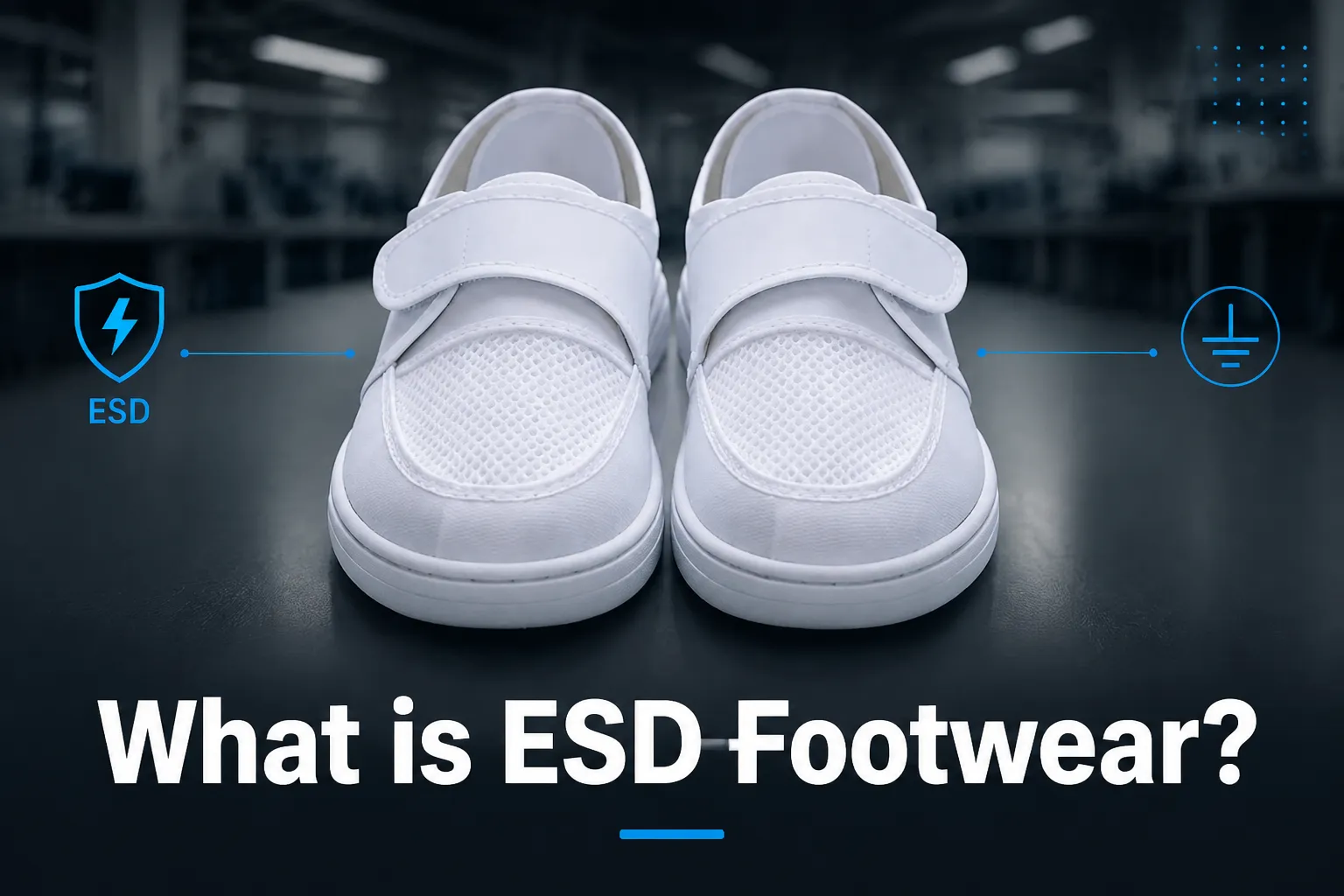 ESD footwear used with a controlled floor