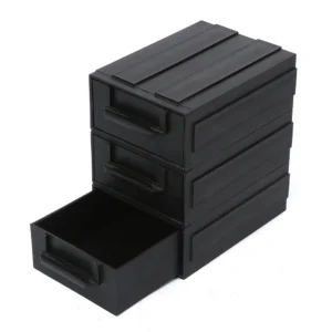 ESD component bin with drawer for SMT component staging
