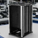 Anti-static magazine rack SMT buffering concept illustration (not a product photo)
