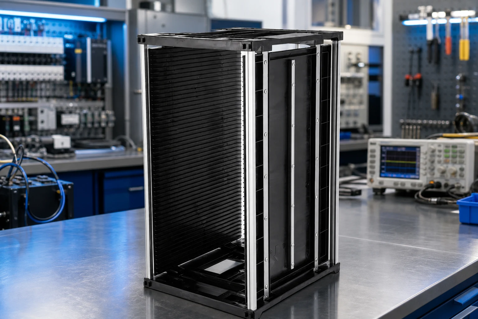ESD magazine rack product family for supplier inquiry