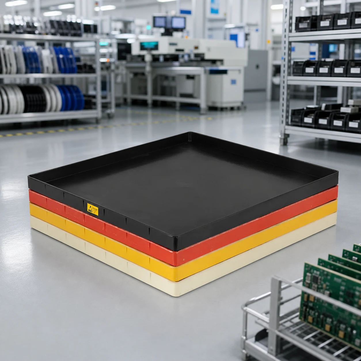 ESD tray body illustration for board orientation review