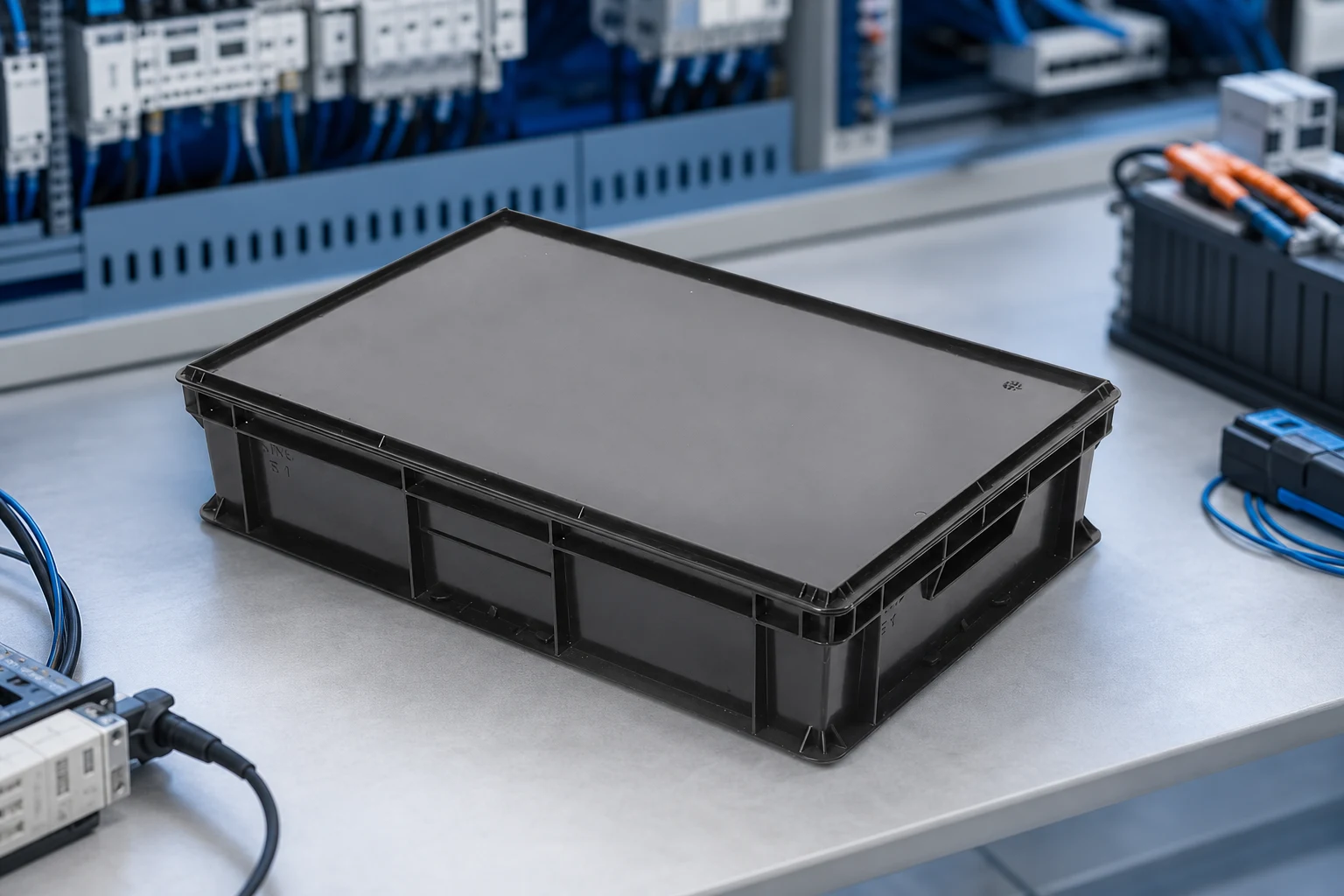 Sanwei esd_box — official product photo with illustrative scene background (not a real site photo)
