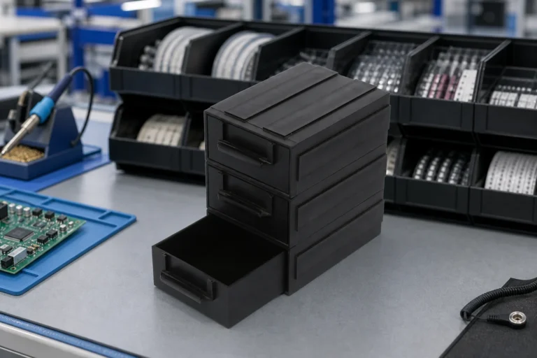 Stackable Drawer ESD Bin: Modular Storage for SMT and EPA Workstations