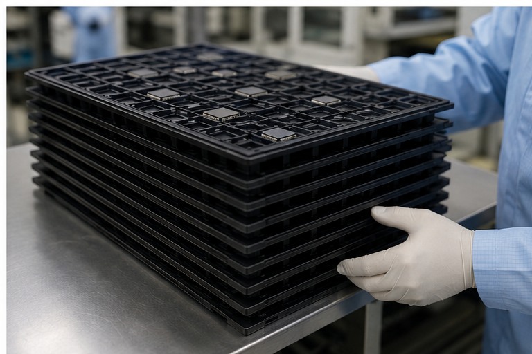 custom IC trays application in electronics manufacturing