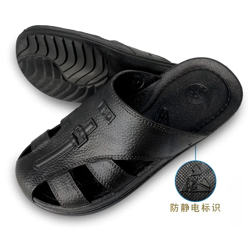 ESD Anti‑Static Closed‑Toe Slippers 3W-9102C Adjustable Strap Static Dissipative Slides For Cleanroom SMT Workshop
