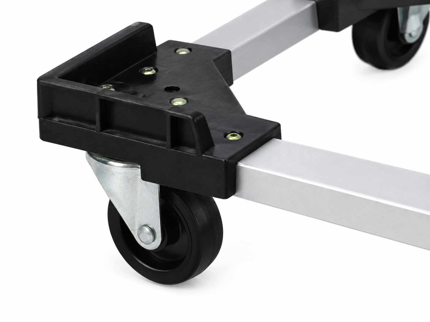 Caster and black corner support on the SWESD low-profile trolley
