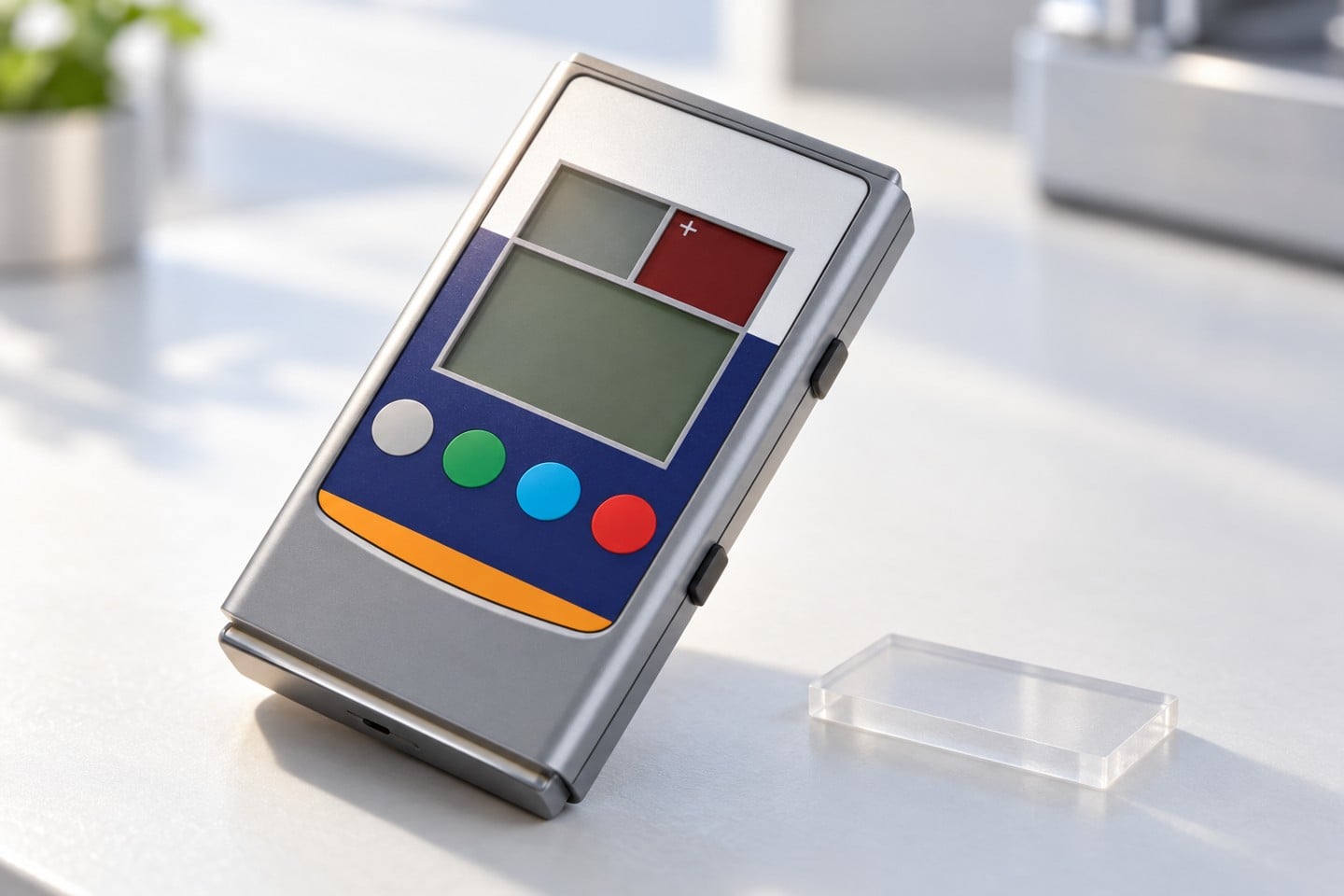 SWESD field meter next to a separate translucent positioning spacer