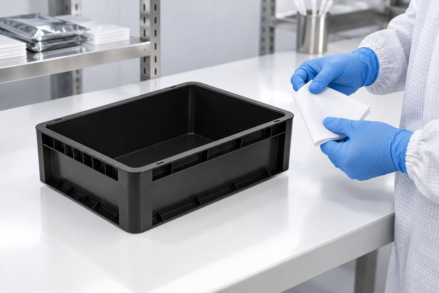Preparing an empty ESD box for cleaning
