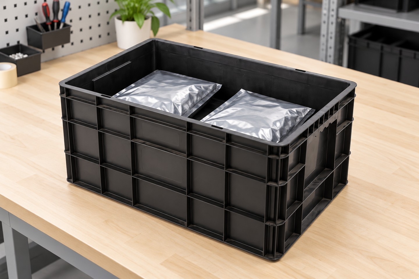 Protected electronic packages separated inside a tote