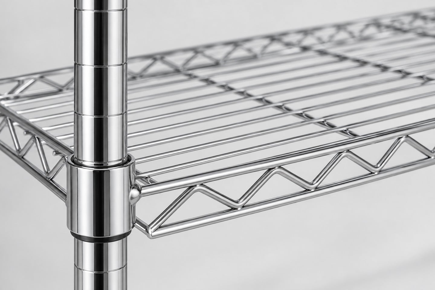 Existing metal shelf edge and shelf-to-post joint