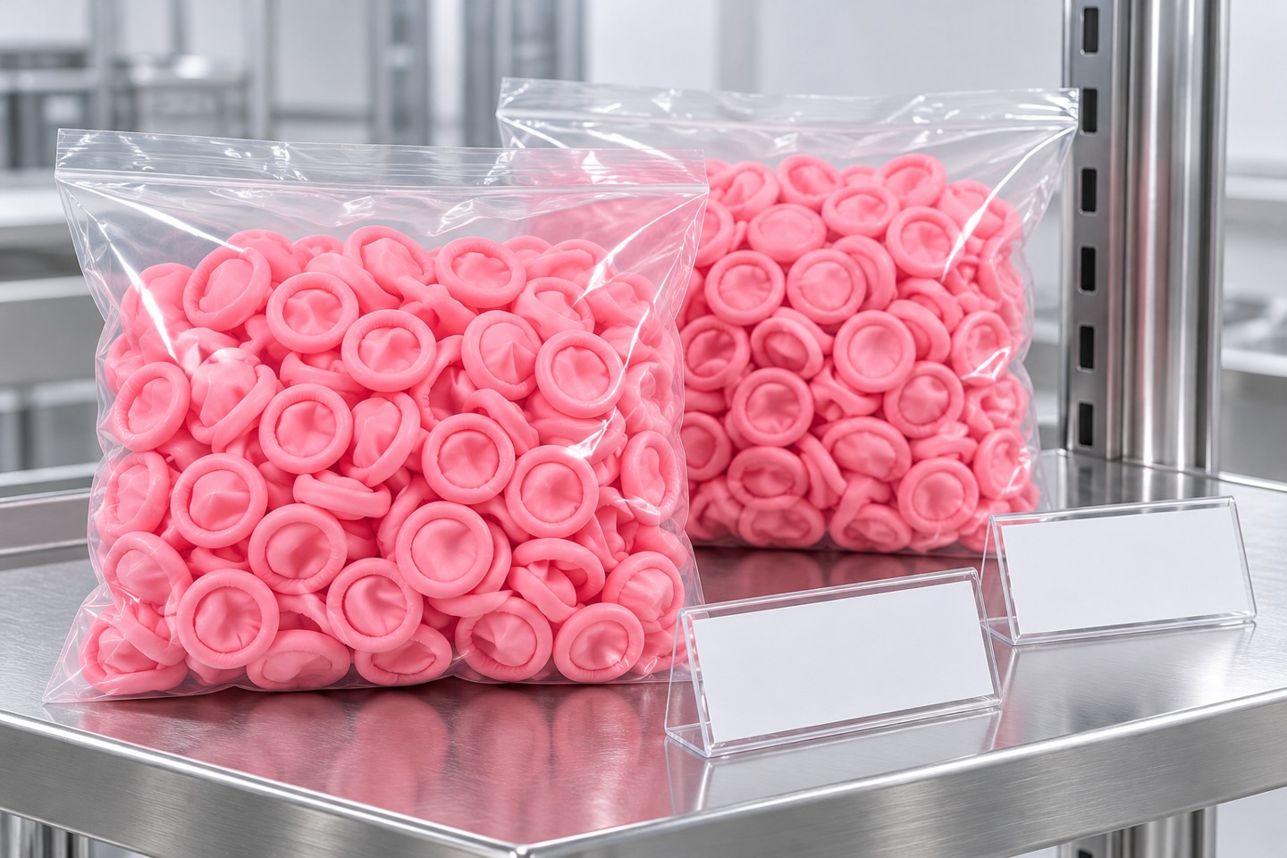 Pink finger cots prepared for controlled issue
