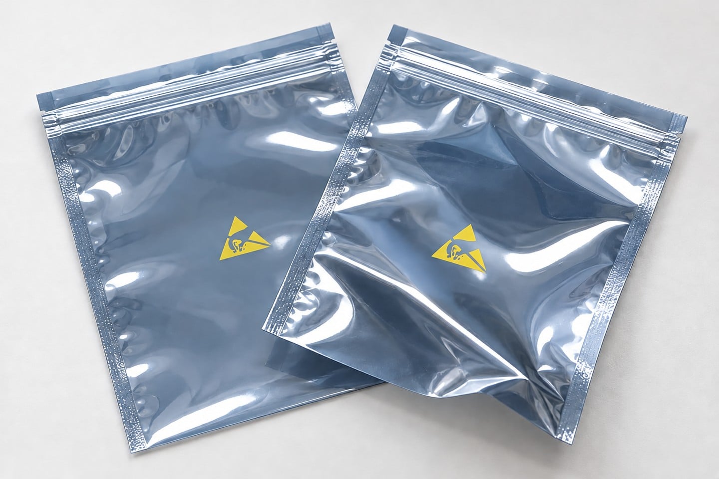 Closures and heat-sealed edges of SWESD shielding bags under inspection