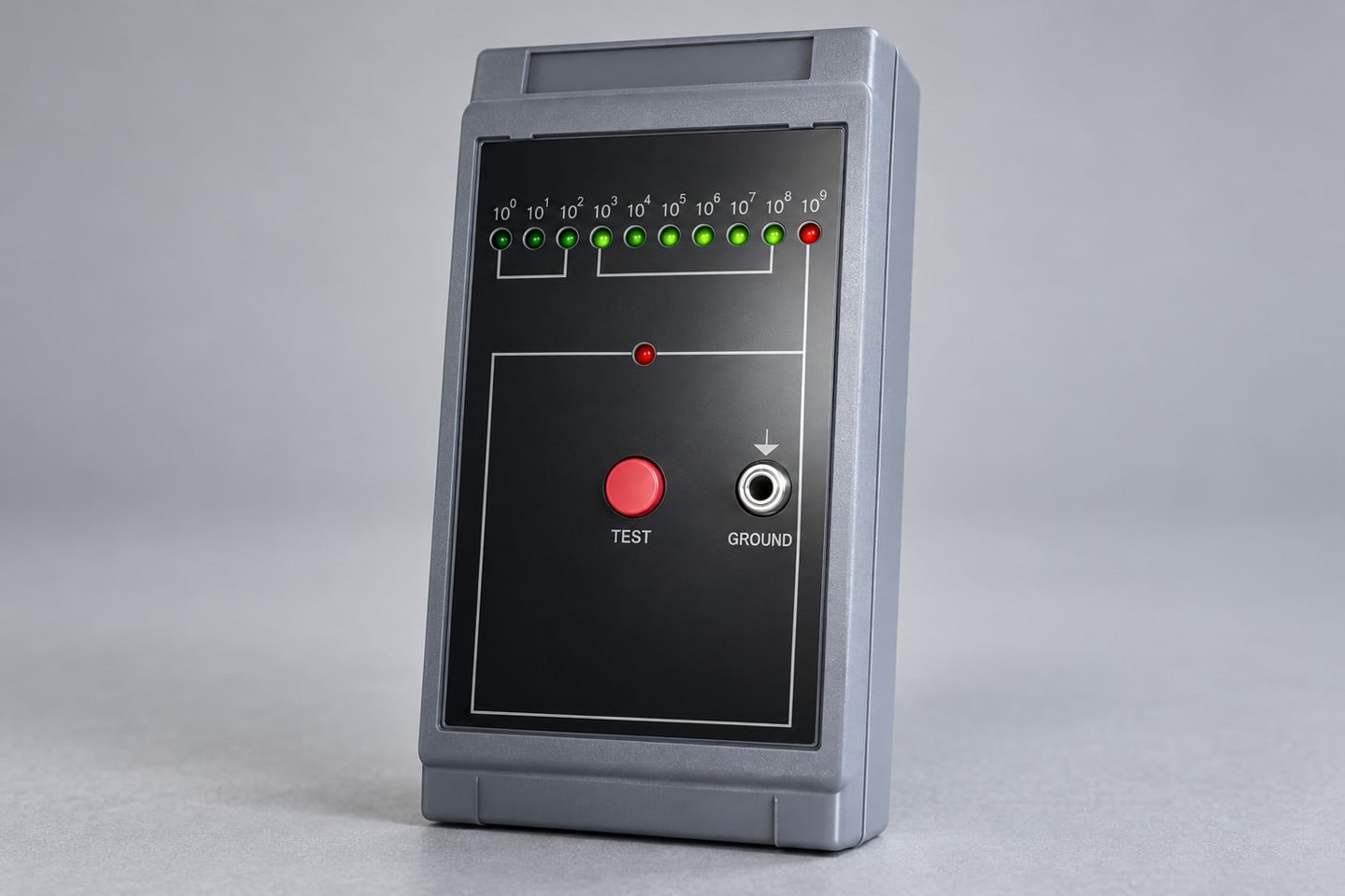 Existing controls and ground socket on the SWESD handheld tester