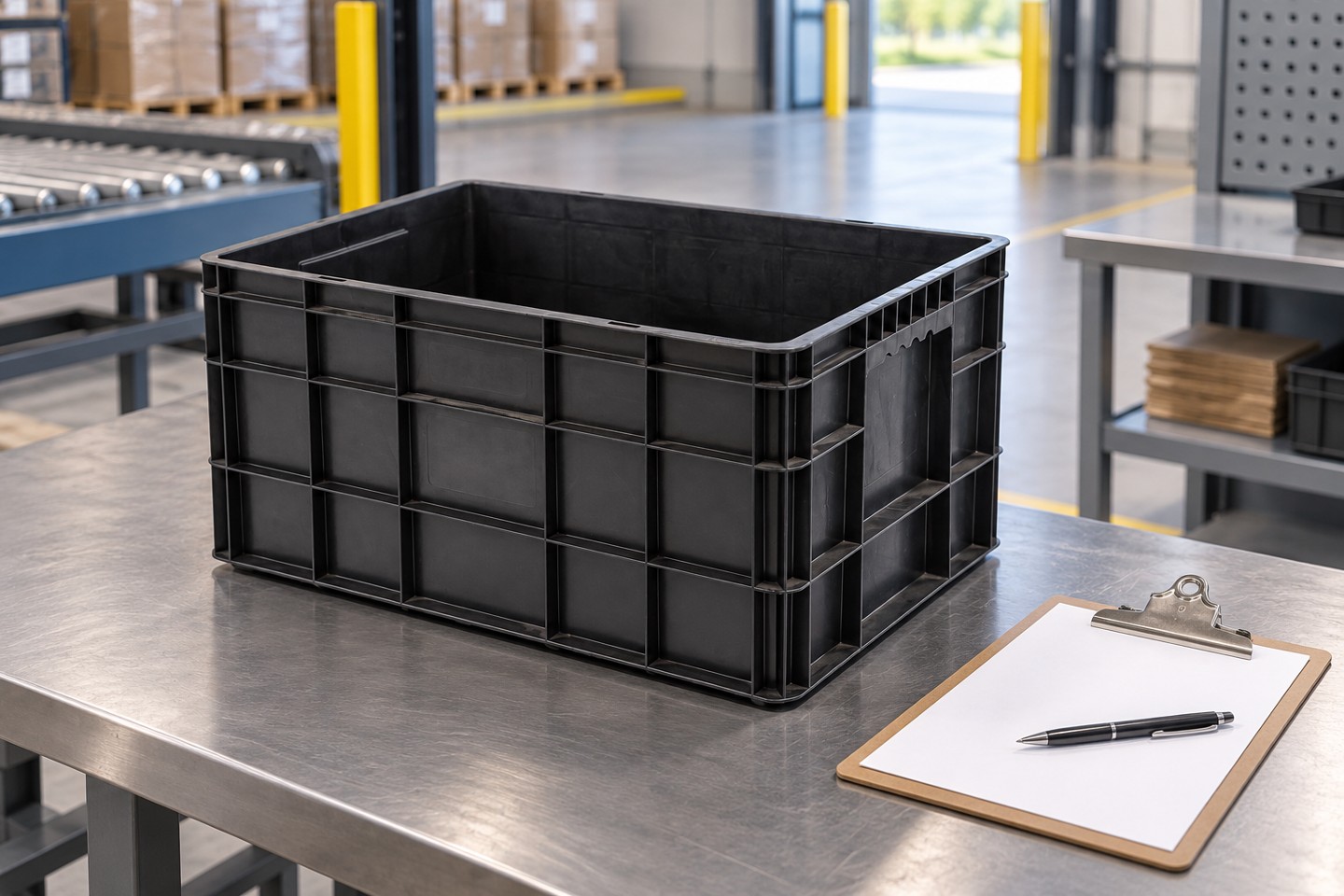 A ribbed tote prepared for inspection