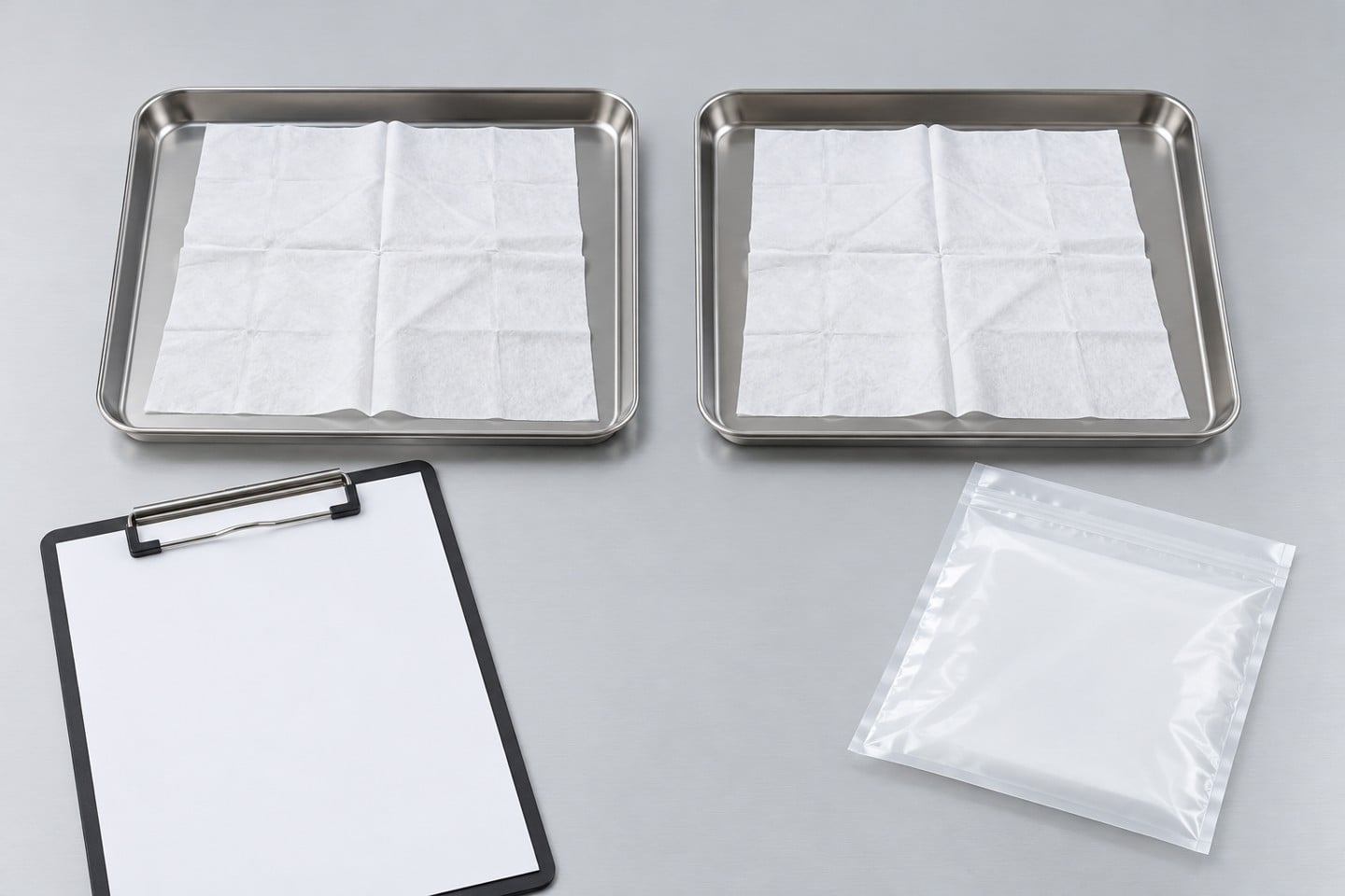SWESD white wipe samples separated on trays for a controlled comparison