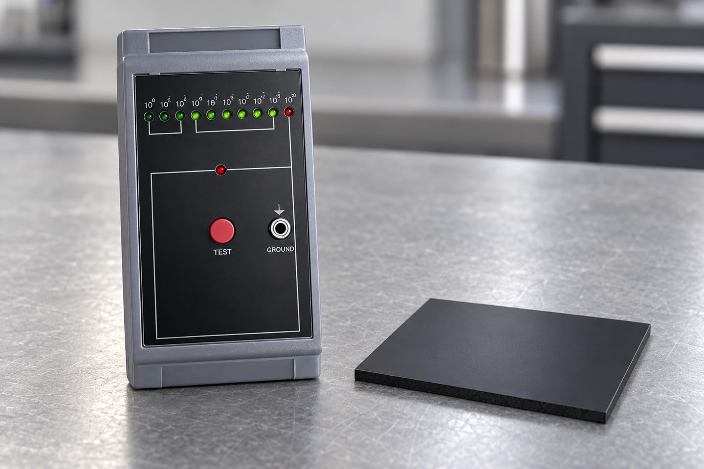 SWESD tester and a flat material coupon for environmental test planning
