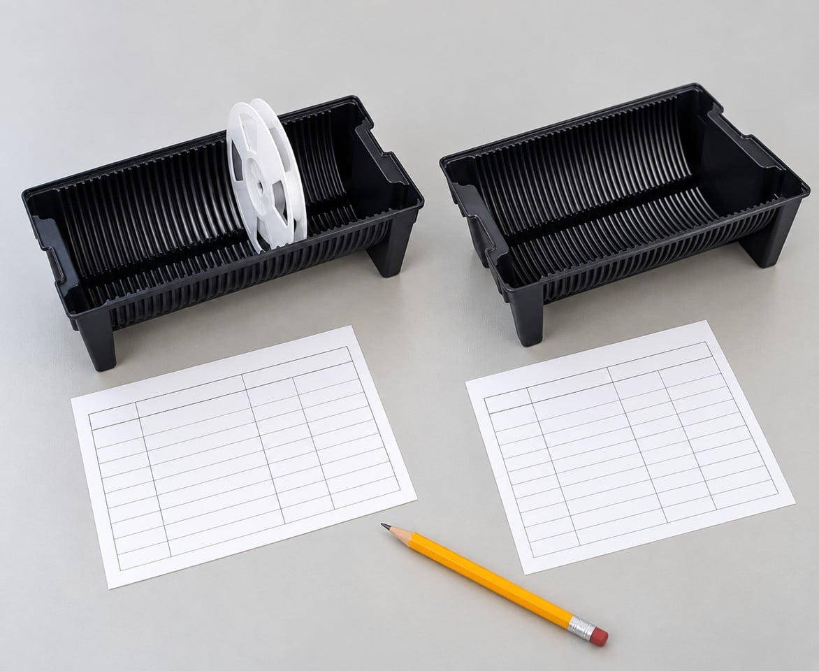 Two reel carriers and independent count records at a reconciliation station